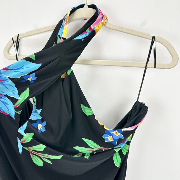 Lauren Ralph Lauren Floral Halter Dress Knee Length Stretch Jersey US 18 NWT - Picture 8 of 16